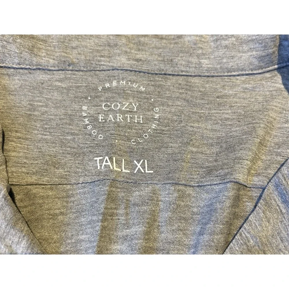 Cozy Earth Top Pajama‎ Bamboo Gray Long Sleeve Sleep Shirt Womens Size XL Tall
